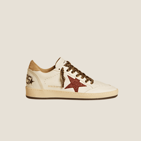 Women's Ball Star LTD With Burgundy Glitter Star and Beige Suede Heel Tab - BEAUTY BAR