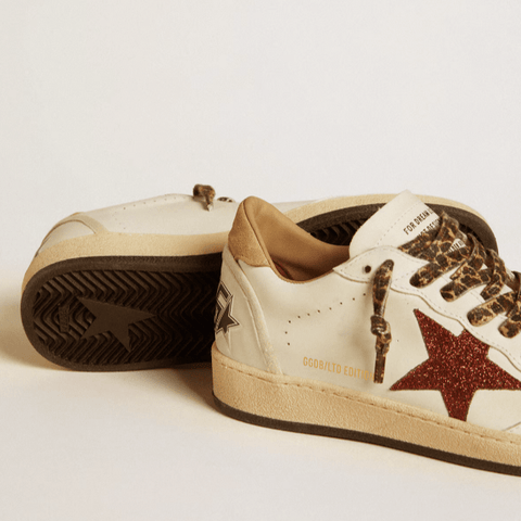 Women's Ball Star LTD With Burgundy Glitter Star and Beige Suede Heel Tab - BEAUTY BAR