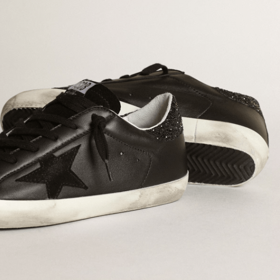 Women's Super-Star In Black With Black Star And Glitter Heel Tab 4
