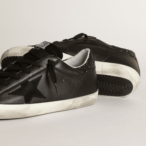 Women's Super - Star In Black Nappa With Black Star And Glitter Heel Tab - BEAUTY BAR