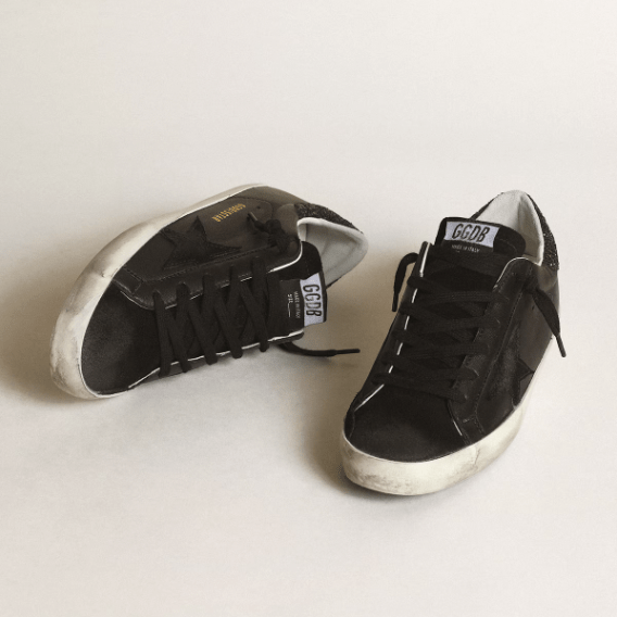 Women's Super-Star In Black With Black Star And Glitter Heel Tab 3