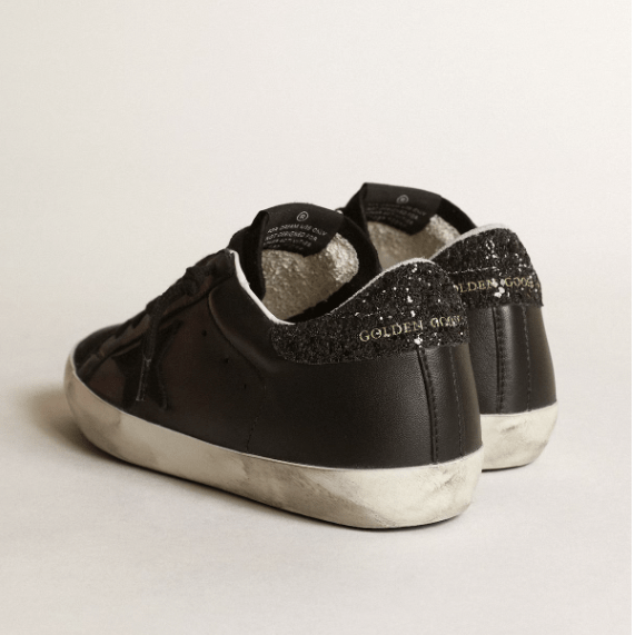 Women's Super-Star In Black With Black Star And Glitter Heel Tab 2