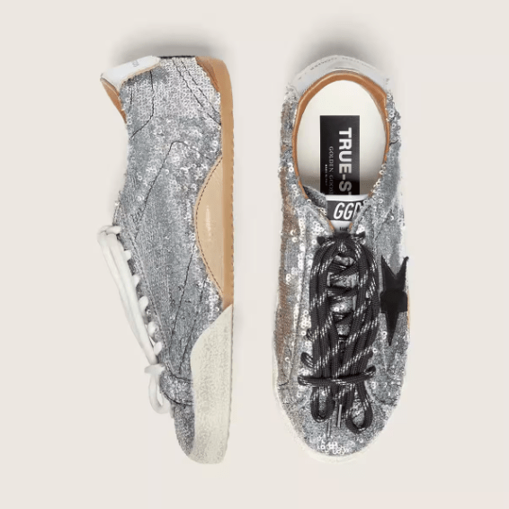 Women's True-Star In Silver Sequins With Black Star And Silver Leather Heel Tab 4