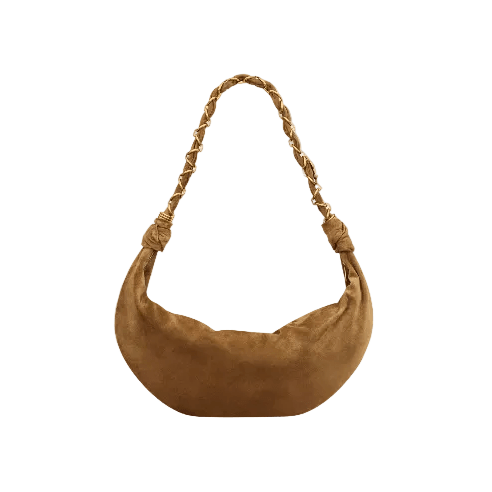Yves Saint Laurent Amalia Hobo In Suede Cognac