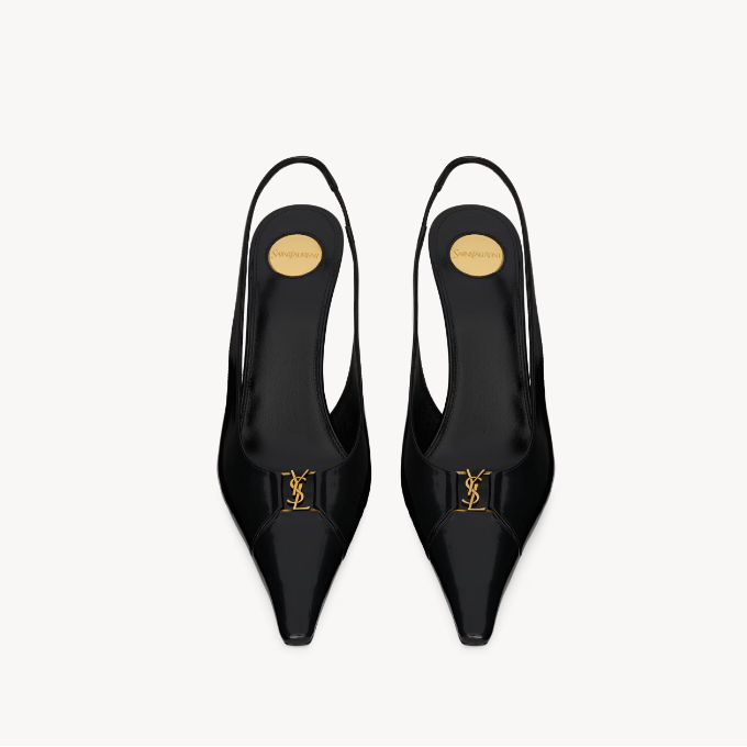 Yves Saint Laurent BabyLone Breteuil Slingback Pumps In Smooth Black Leather 2
