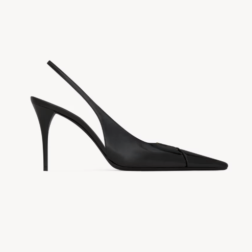 Yves Saint Laurent BabyLone Breteuil Slingback Pumps In Smooth Black Leather 3