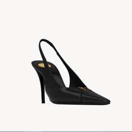 Yves Saint Laurent BabyLone Breteuil Slingback Pumps In Smooth Black Leather