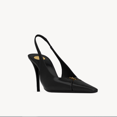 Yves Saint Laurent BabyLone Breteuil Slingback Pumps In Smooth Black Leather - BEAUTY BAR