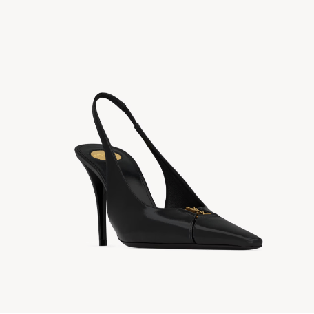 Yves Saint Laurent BabyLone Breteuil Slingback Pumps In Smooth Black Leather - BEAUTY BAR