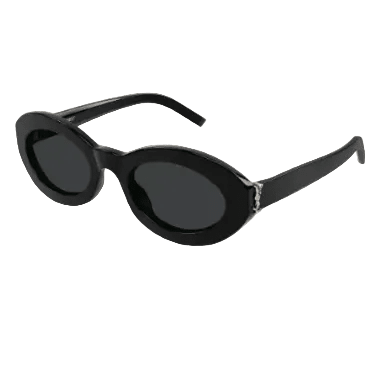 Yves Saint Laurent Black Logo Oval Sunglasses - BEAUTY BAR
