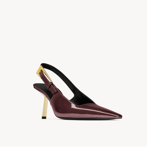 Yves Saint Laurent Bouncing LEE Slingback Pumps — Burgundy Patent Leather 3