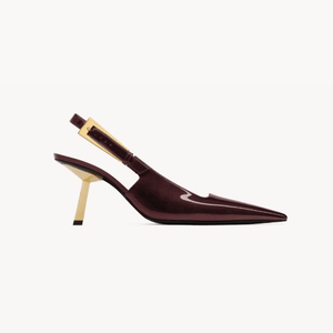 Yves Saint Laurent Bouncing LEE Slingback Pumps — Burgundy Patent Leather
