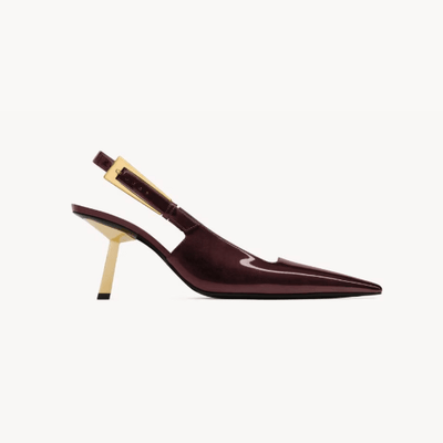 Yves Saint Laurent Bouncing LEE Slingback Pumps — Burgundy Patent Leather - BEAUTY BAR