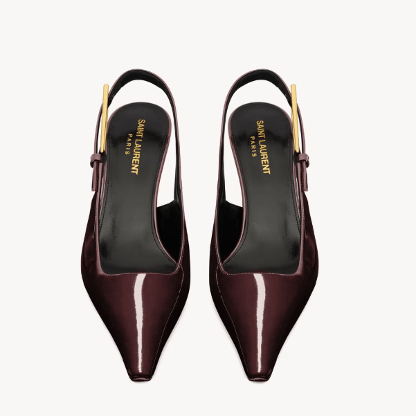 Yves Saint Laurent Bouncing LEE Slingback Pumps — Burgundy Patent Leather 2