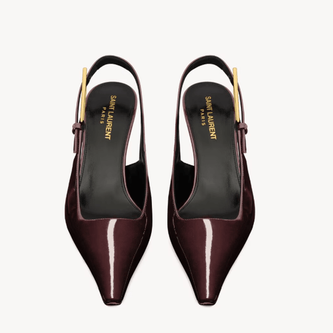 Yves Saint Laurent Bouncing LEE Slingback Pumps — Burgundy Patent Leather - BEAUTY BAR
