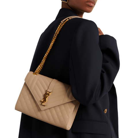 Yves Saint Laurent Cassandre Beige Quilted Leather Shoulder Bag - BEAUTY BAR