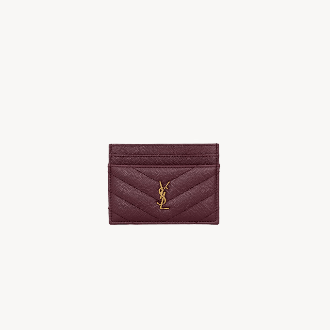 Yves Saint Laurent Cassandre Card Case In Grain De Poudre Leather