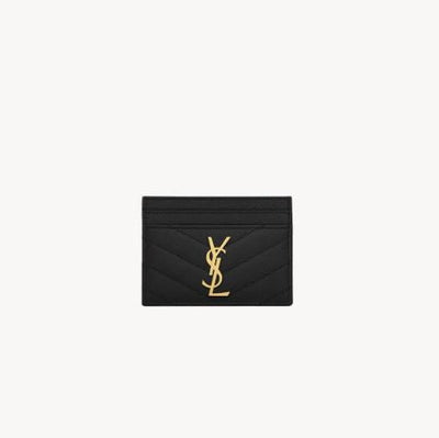 Yves Saint Laurent Cassandre Matelasse Card Case In Grain De Poudre Leather