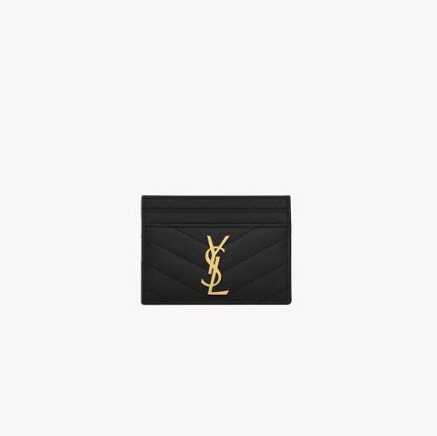 Yves Saint Laurent Cassandre Matelasse Card Case In Grain De Poudre Leather