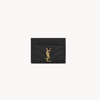 Yves Saint Laurent Cassandre Matelasse Card Case In Lambskin