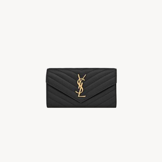 Yves Saint Laurent Cassandre Matelasse Large Flap Wallet In Lambskin