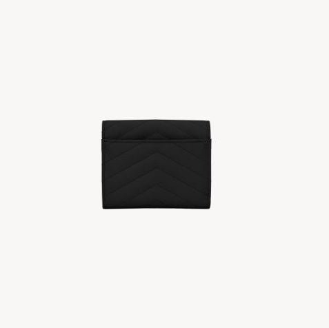 Yves Saint Laurent Compact Tri Fold Wallet In Grain De Poudre Leather 2