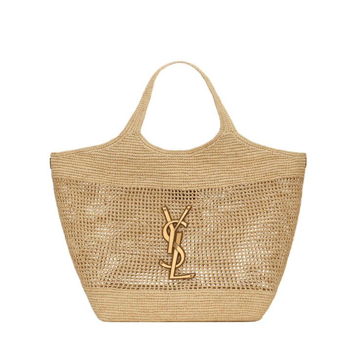 Yves Saint Laurent Icare In Raffia Naturel And Brown Gold 6