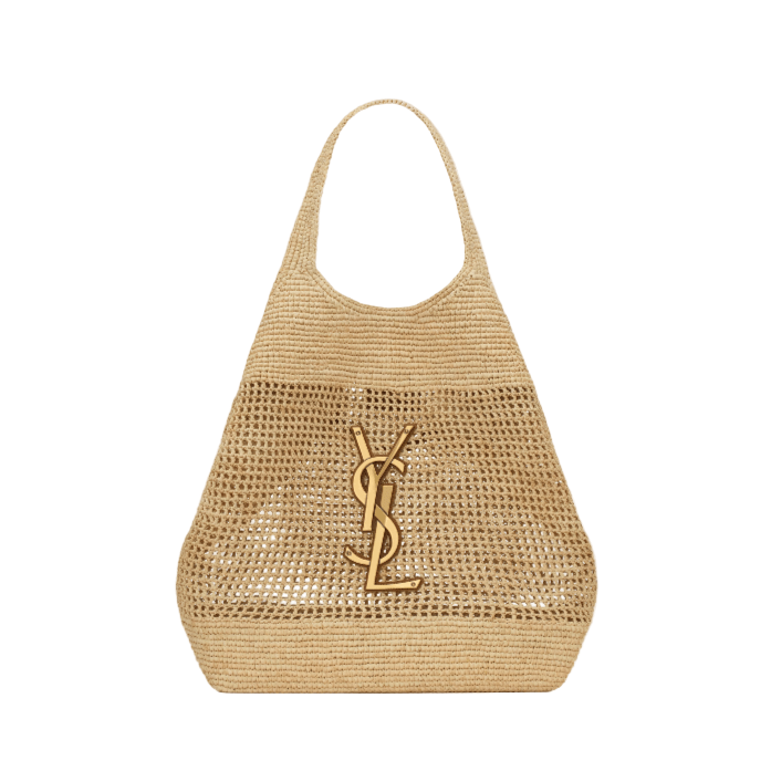 Yves Saint Laurent Icare In Raffia Naturel And Brown Gold 4