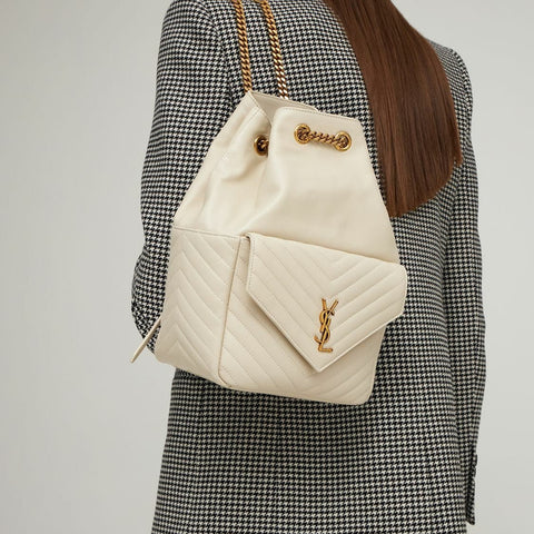 Yves Saint Laurent Joe Quilted Backpack White - BEAUTY BAR