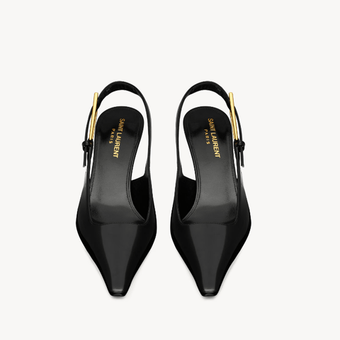 Yves Saint Laurent Lee Slingback Pumps – Black Patent Leather - BEAUTY BAR