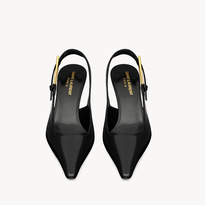 Yves Saint Laurent Lee Slingback Pumps – Black Patent Leather 2