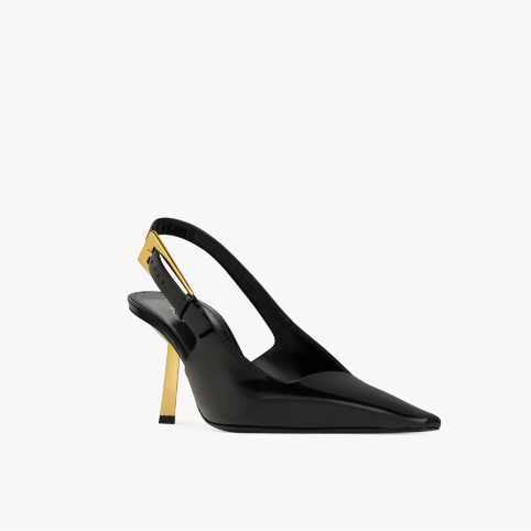 Yves Saint Laurent Lee Slingback Pumps – Black Patent Leather 3