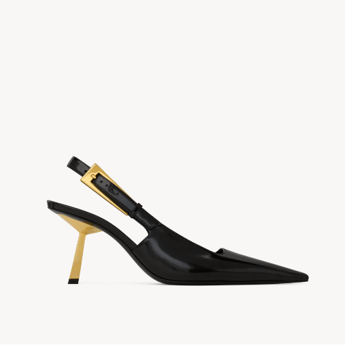 Yves Saint Laurent Lee Slingback Pumps – Black Patent Leather 1