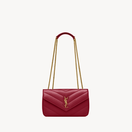 Yves Saint Laurent Loulou Small in Matelassé Lambskin Deeply Red