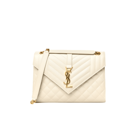 Yves Saint Laurent Medium Envelope Gold Chain Shoulder White Bag - BEAUTY BAR