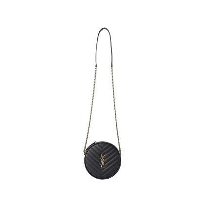 Yves Saint Laurent Paris Vinyl Chain Shoulder Bag Leather Black - BEAUTY BAR
