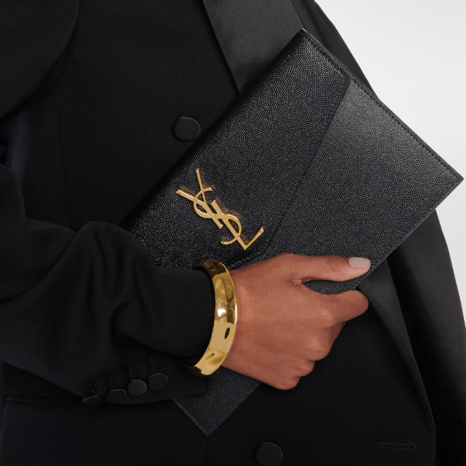 Yves Saint Laurent Uptown Leather Clutch 5