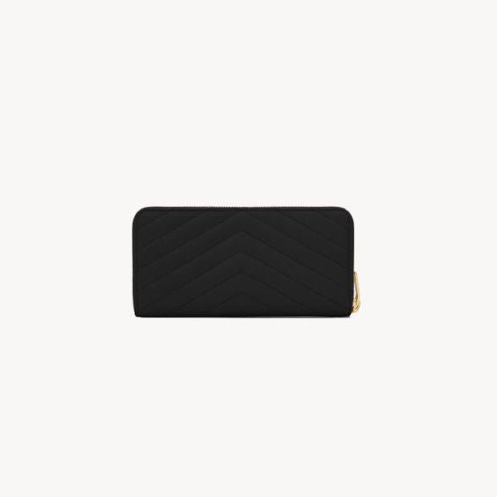 Yves Saint Laurent Zip Around Wallet In Grain De Poudre Leather 2