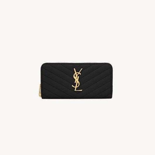 Yves Saint Laurent Zip Around Wallet In Grain De Poudre Leather 1