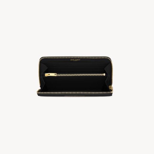 Yves Saint Laurent Zip Around Wallet In Grain De Poudre Leather 3