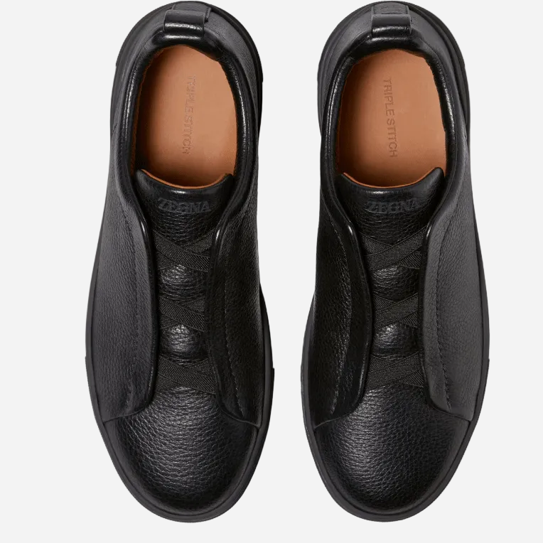Zegna Black Deerskin Triple Stitch™ Sneakers 2