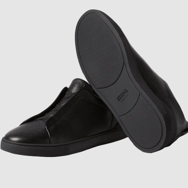 Zegna Black Deerskin Triple Stitch™ Sneakers 3
