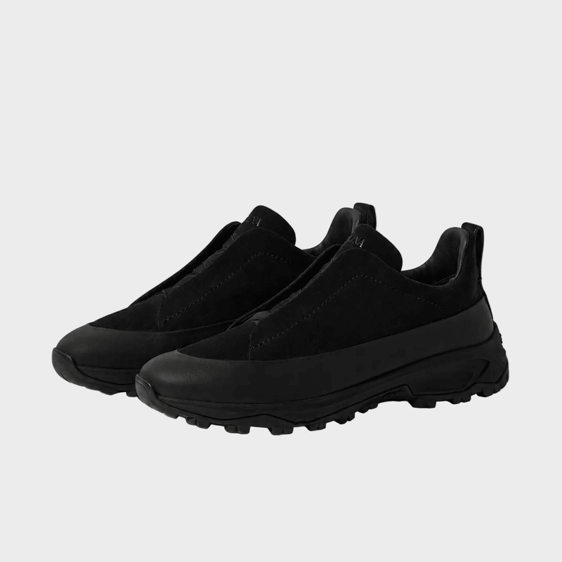 Zegna Black Leather and Suede Triple Stitch™ Monte Sneakers
