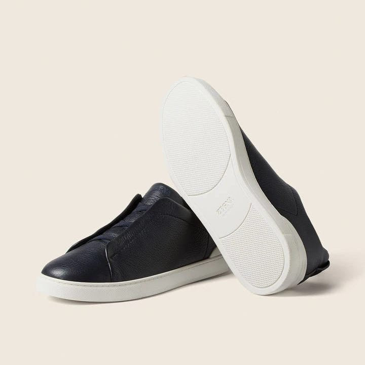 Zegna  Black Triple Stitch Sneakers 5