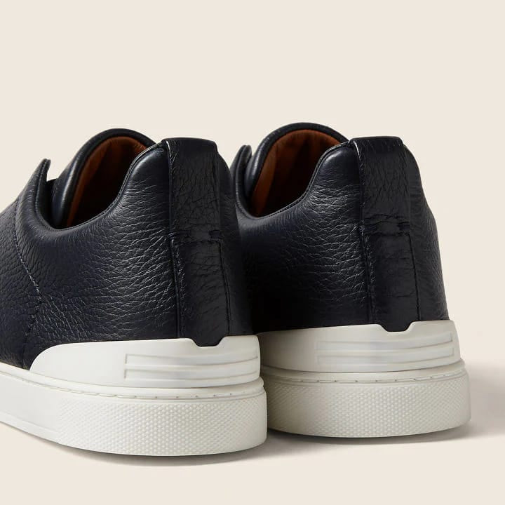 Zegna  Black Triple Stitch Sneakers 3