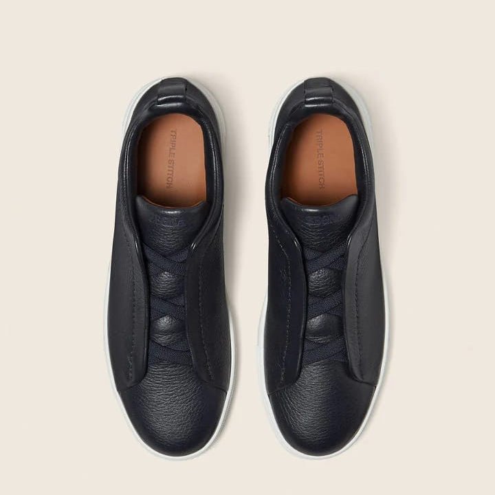 Zegna  Black Triple Stitch Sneakers 4