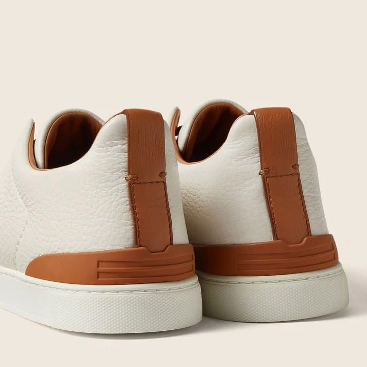 Zegna Off White Deerskin Triple Stitch Sneakers 2