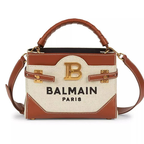 Balmain B-Buzz Leather-Trimmed Top Handle Bag - BEAUTY BAR