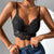 Black Crop Top With Satin Strap In Middle - BEAUTY BAR
