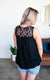Black Women's Top With Lace On Shoulder And Back - BEAUTY BAR